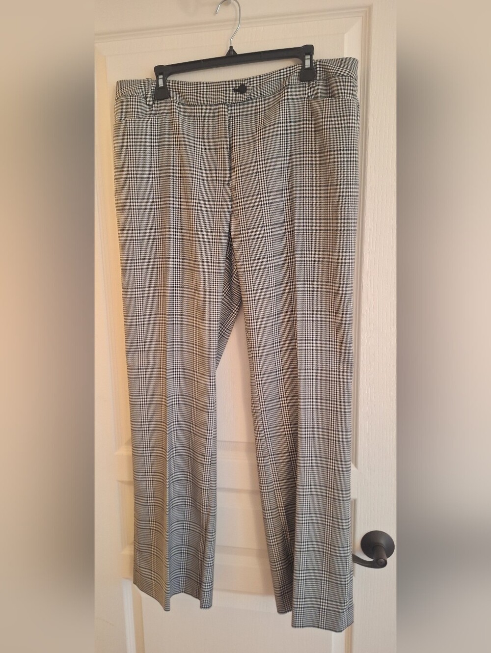 Calvin Klein Women’s Glen Plaid Straight Trousers - Black & White